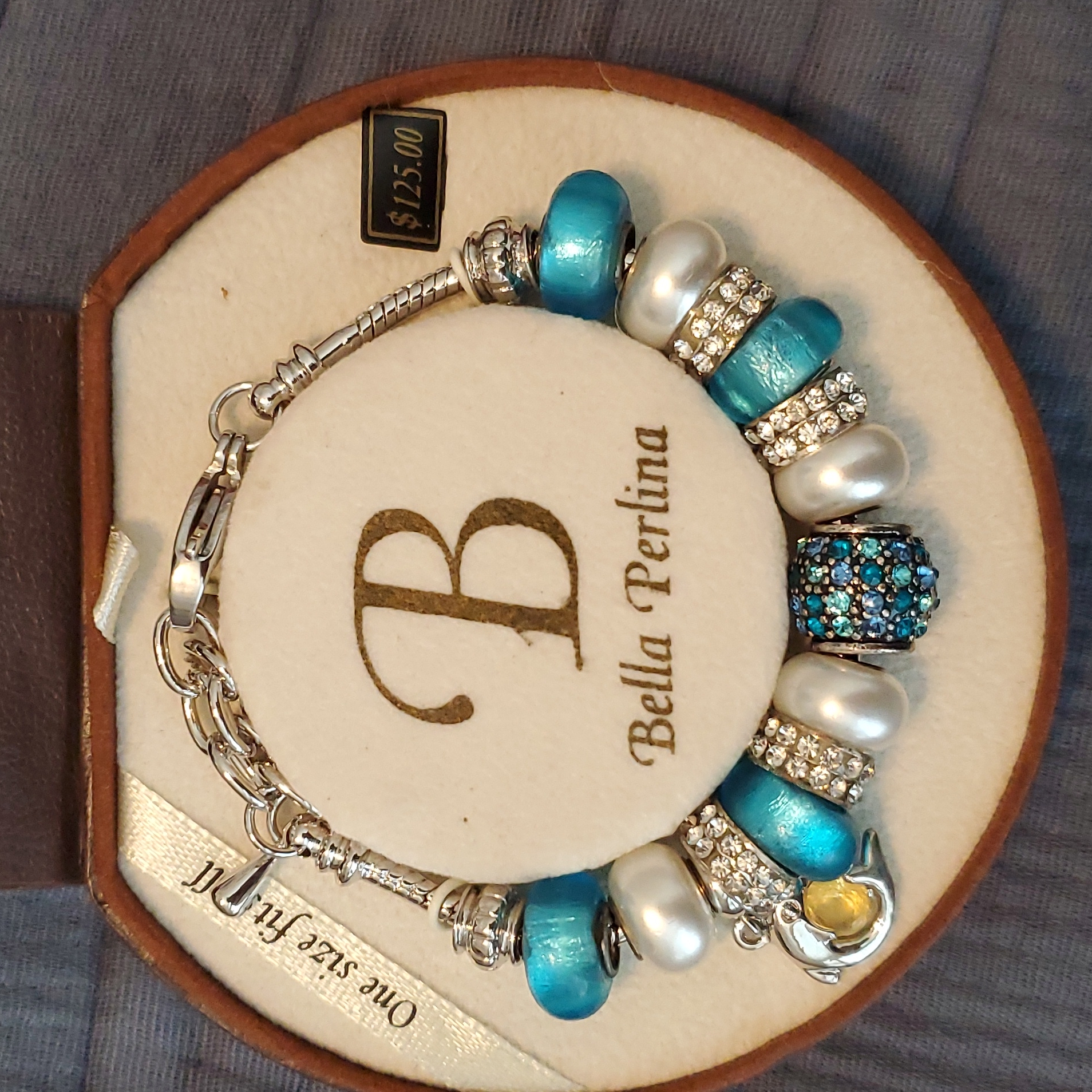 Bella Perlina Silver Tuorquise Bead Bracelet